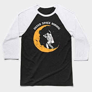 Outer Space Mining - Funny Moon Cryptocurrency Rocket E-cash Baseball T-Shirt